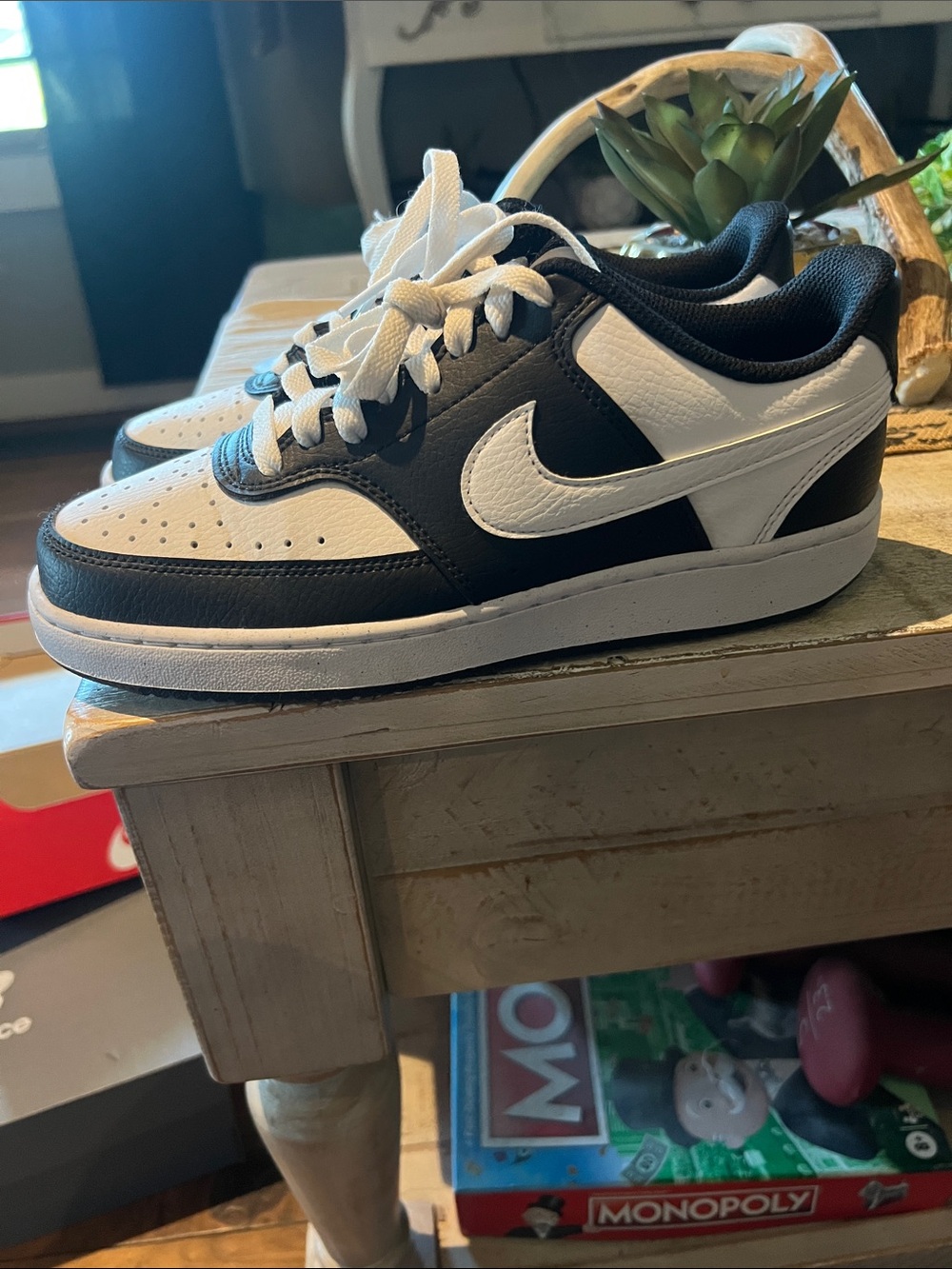 Nike Black and White Low-Top Sneakers with Swoosh